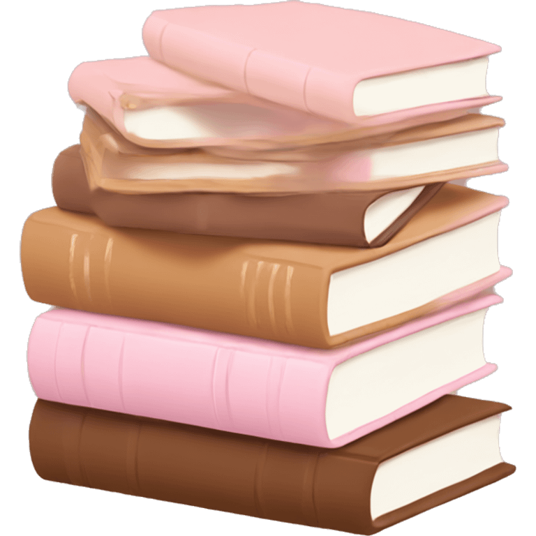 aesthetic pastel pink and caramel brown book stack emoji