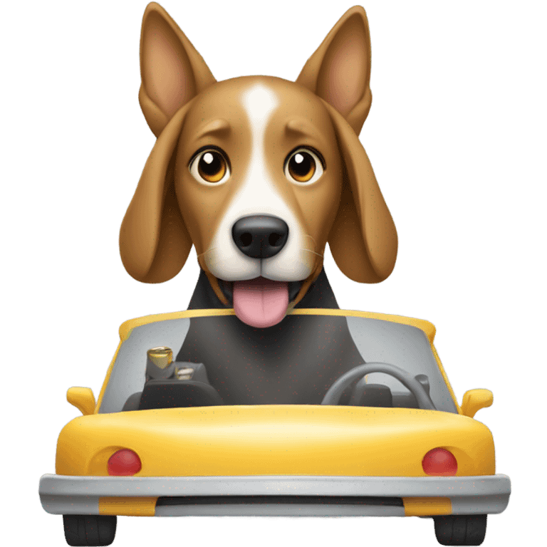 Dog drinking and driving a car emoji