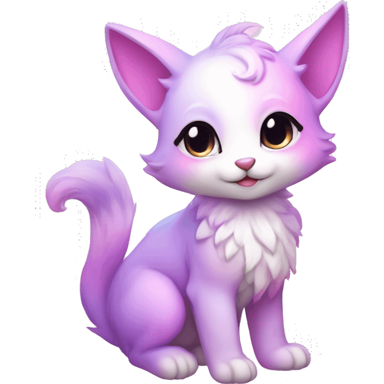 Kawaii colorful bright light pastel lilac-pink-white-gradient fantasy ethereal anthro fursona animal creature emoji