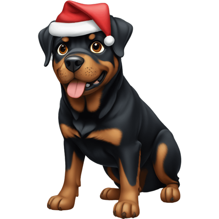 rottweiler dog, christmas emoji