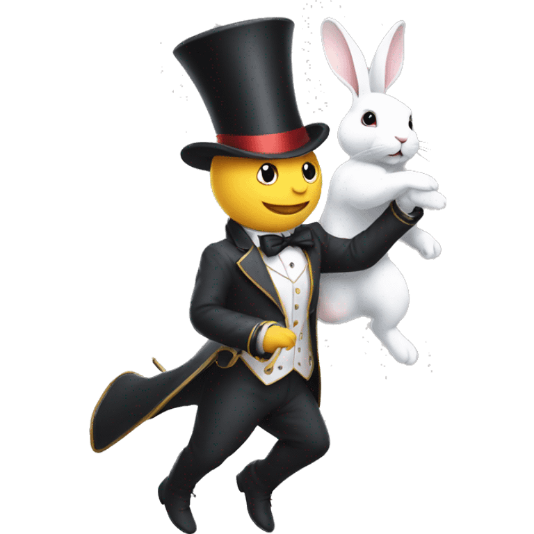 magician pulling a white rabbit out of a tophat emoji