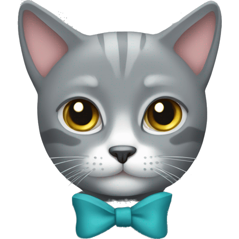 Grey cat with bow emoji