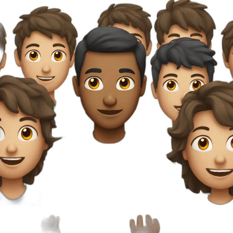 Group of boy behind pc screen emoji