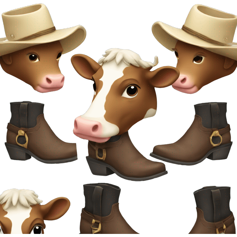 Cow with boots and cowboy hat emoji