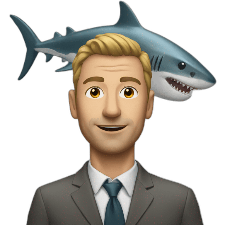 Portrait of a men with head of shark emoji