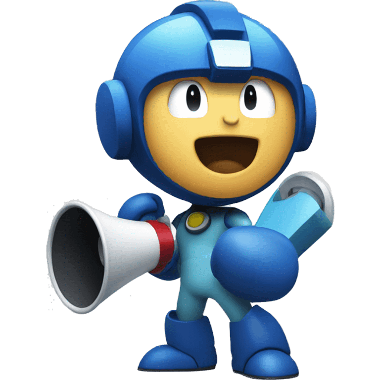 megaman holding a megaphone emoji