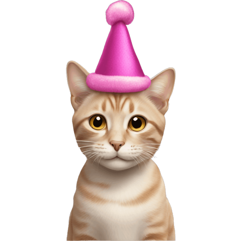 Cat wearing pink Christmas hat emoji