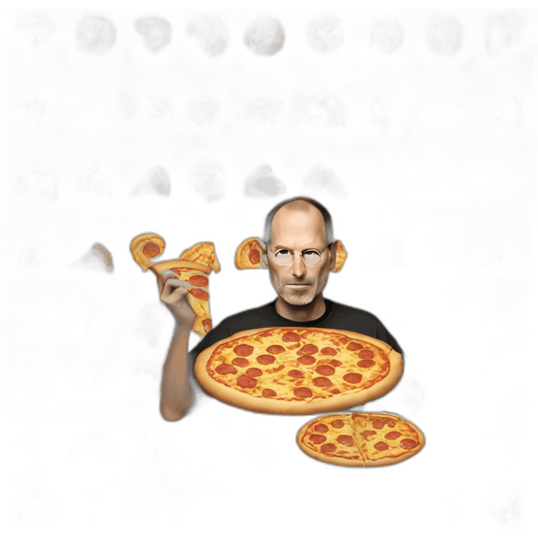 Steve Jobs eating a pizza emoji