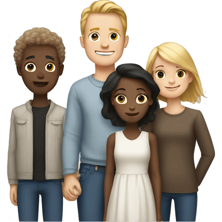 White family with one white son, one black son, one white daughter  emoji