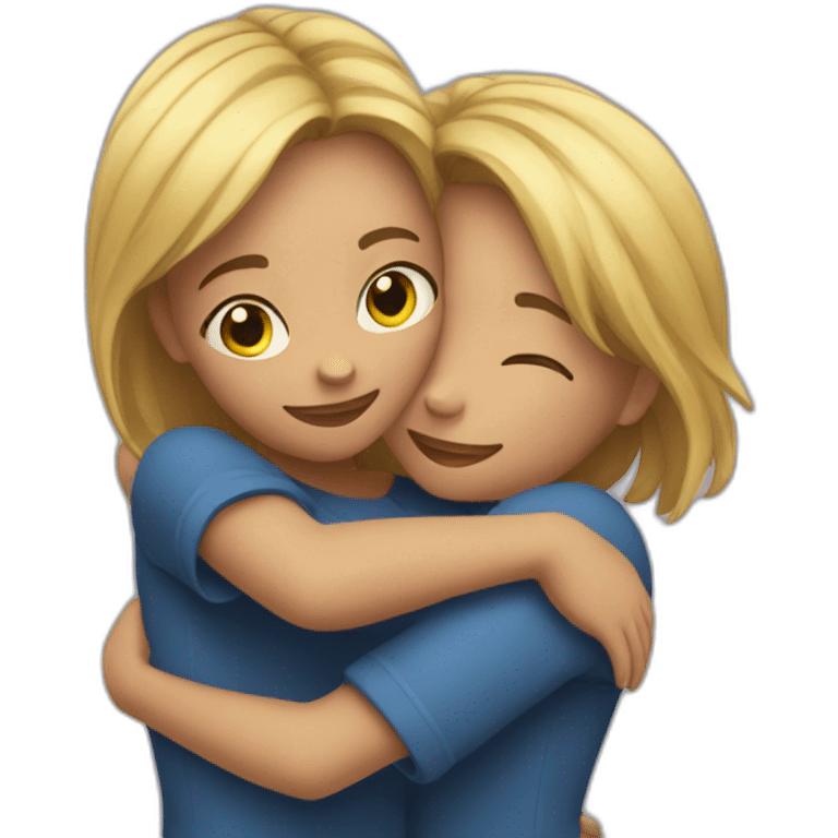 two girls hugging emoji