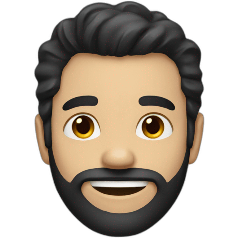 Man with black hair and beard smile  emoji