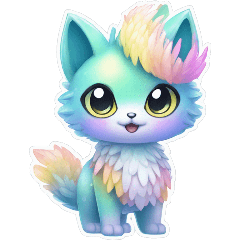 Shiny Shy Cool Sparkly Colorful Pastel beautiful fantasy Kawaii Ethereal Sona Fakemon-animal Full Body emoji