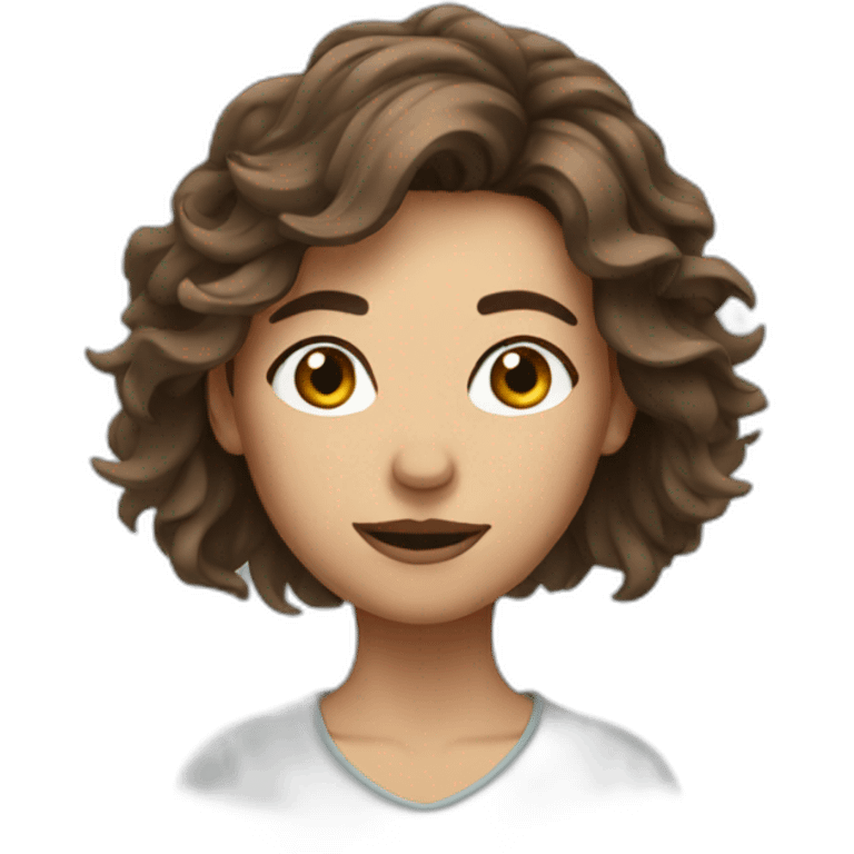 Messy brown hair woman emoji