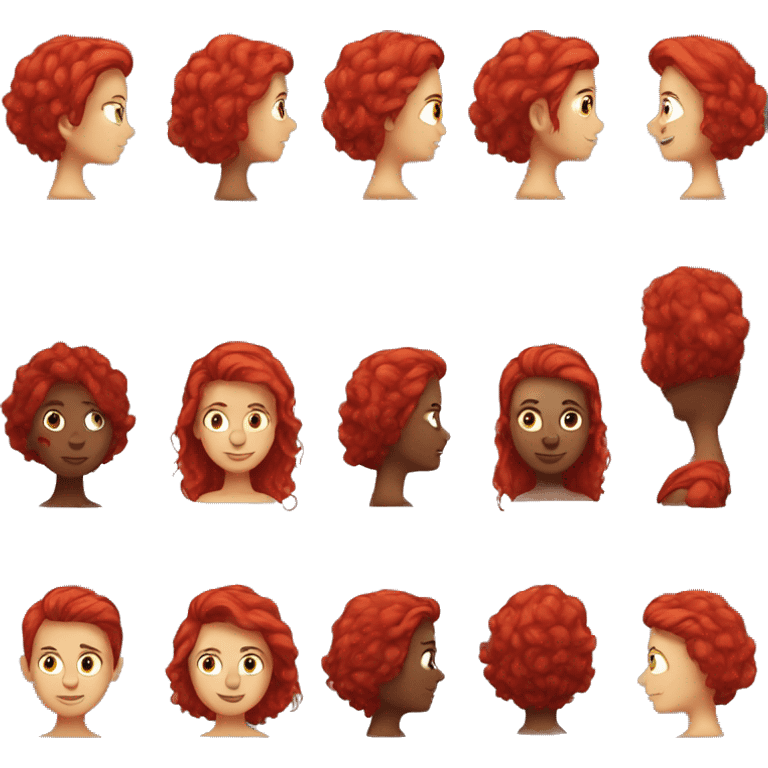 a person with red jewel hair emoji