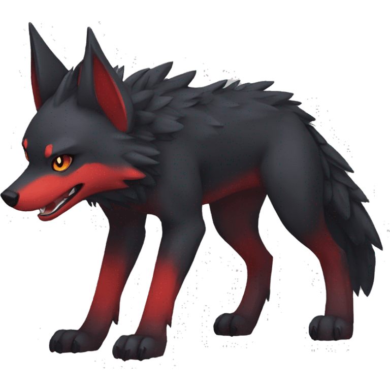 Cute cool black red nargacuga-wolf animal hybrid Fakemon full body emoji