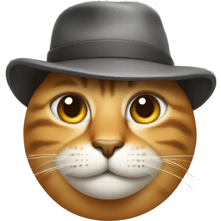 funny cat with hat face  emoji