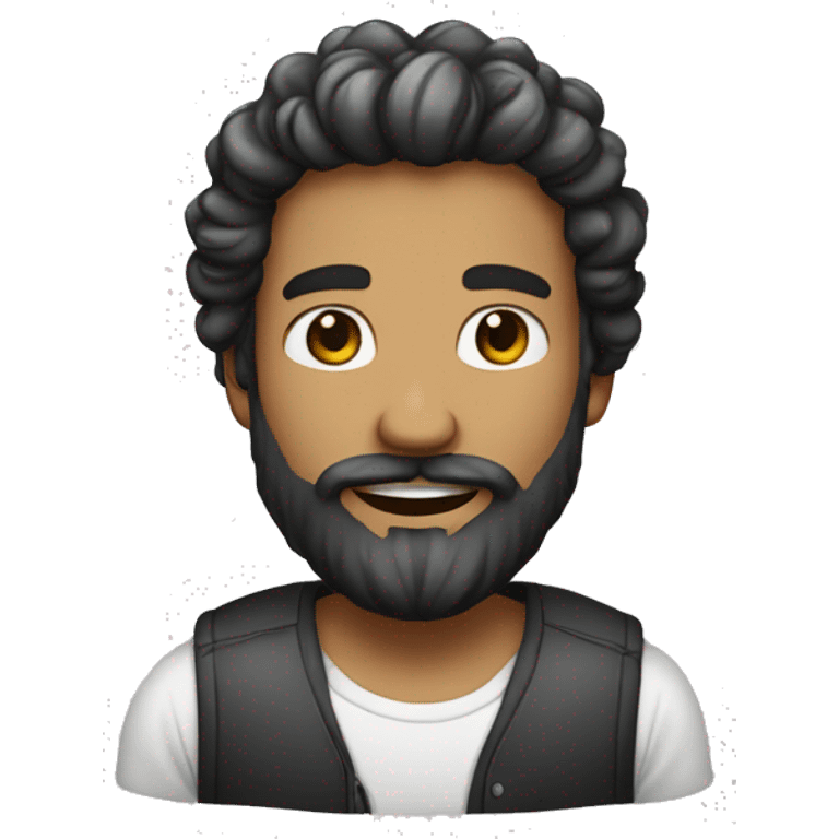 Homem branco com barba preta e cabelo grisalho emoji