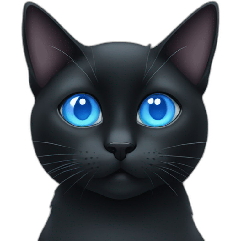 black cat with blue eyes looking at a stock chart emoji