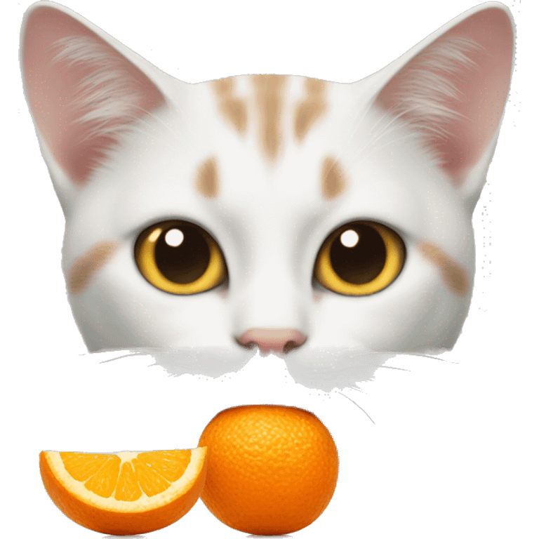 cat eating tangerine  emoji