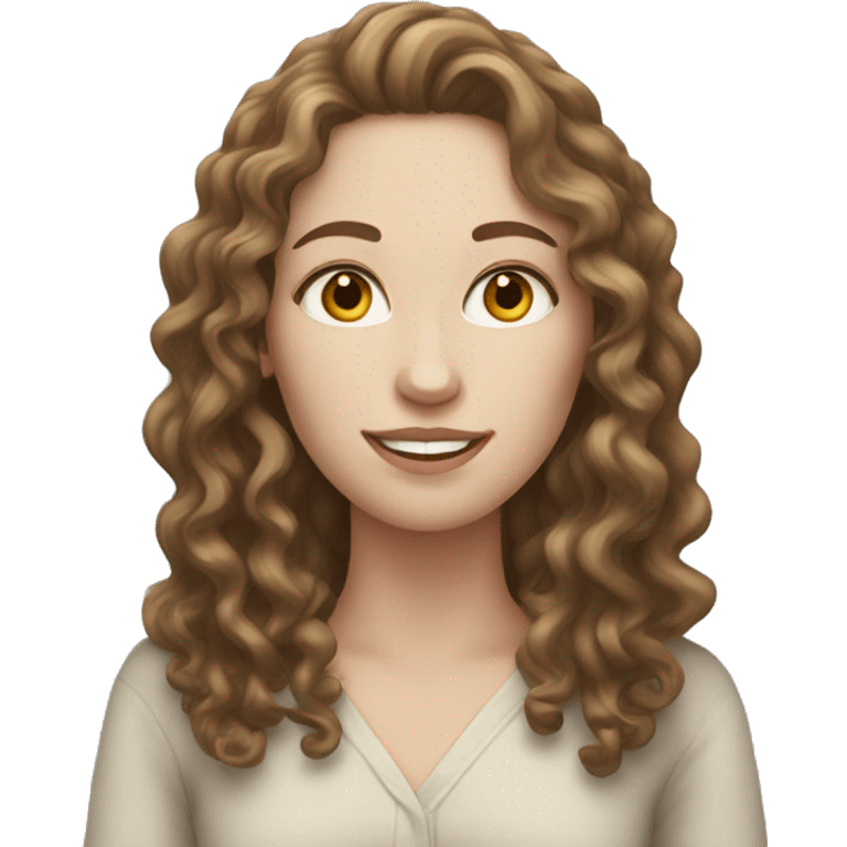 Woman with pale skin and long curly brown hair  emoji