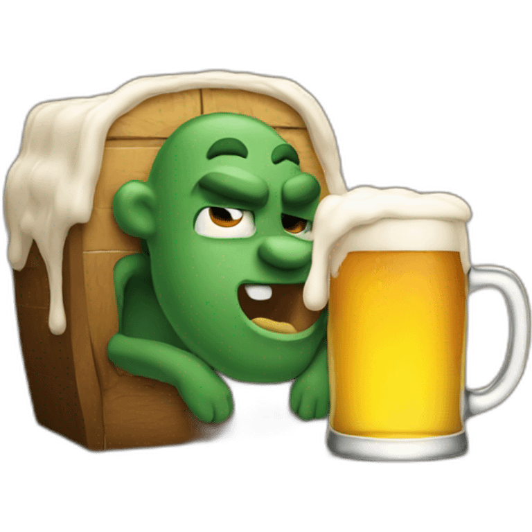 A beer drinking beer emoji