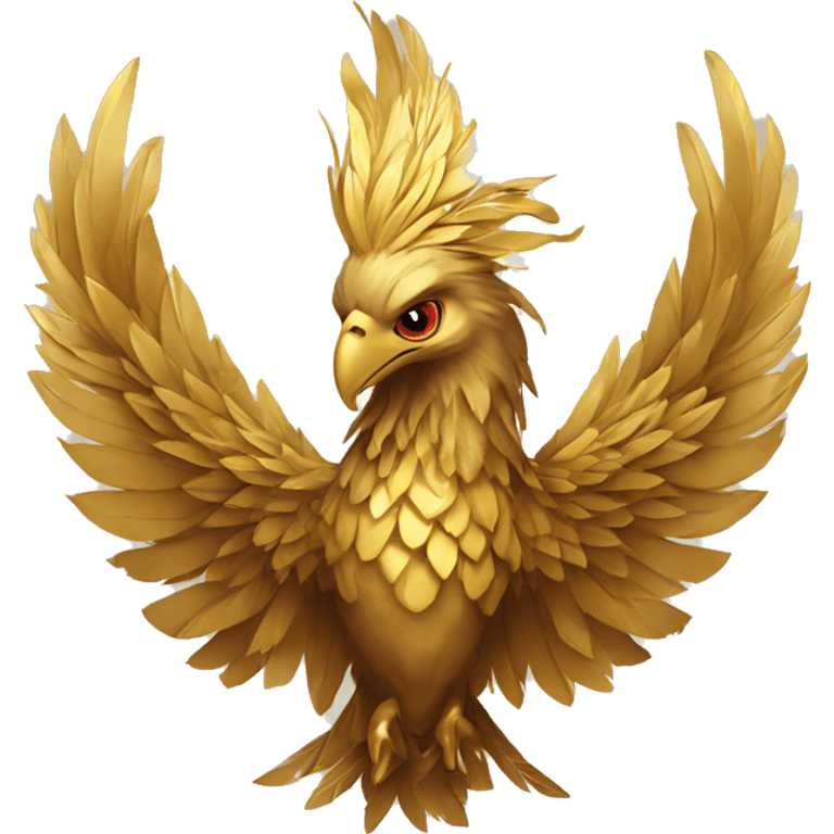 Phoenix head with gold feathers in gold color emoji