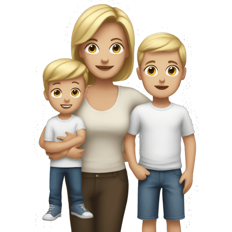 white mom with 2 year old and 11 year old white sons.  emoji