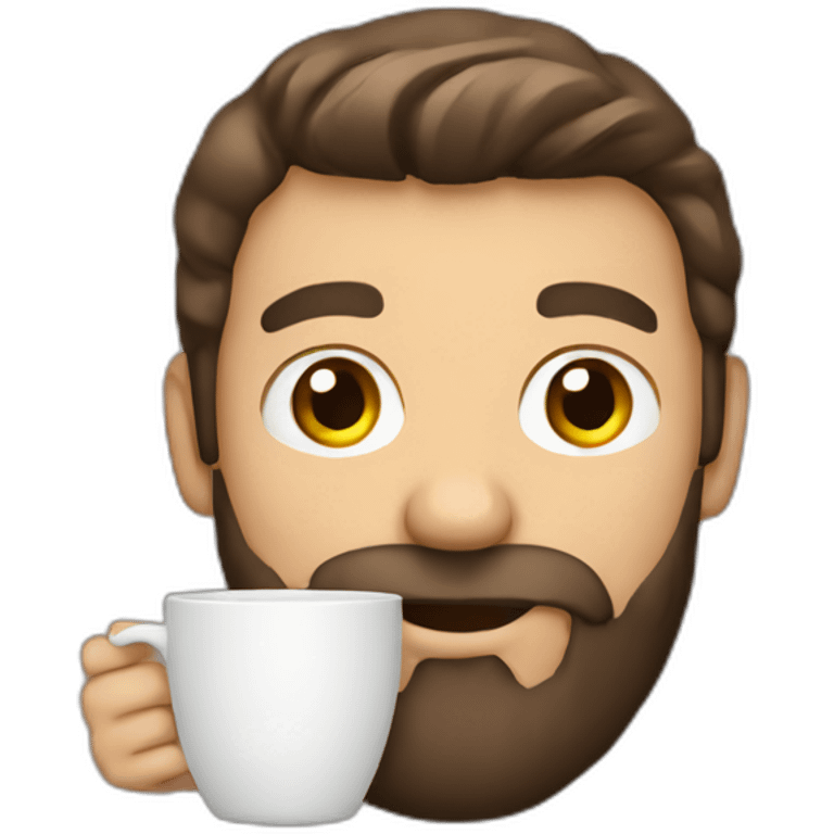 bearded man holding a coffee cup emoji