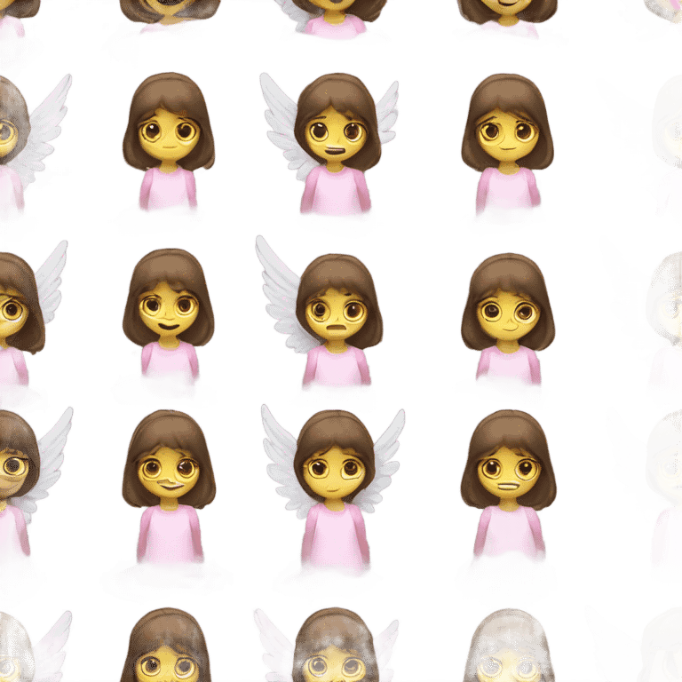 white brunette with bangs with pink angel wings  emoji