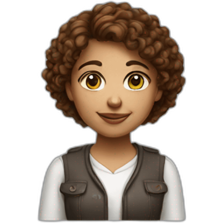 developer girl with brown curly hair emoji