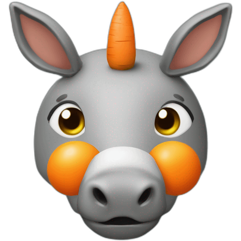 3d sphere with a cartoon godly carrots Donkey skin texture with pensive eyes emoji