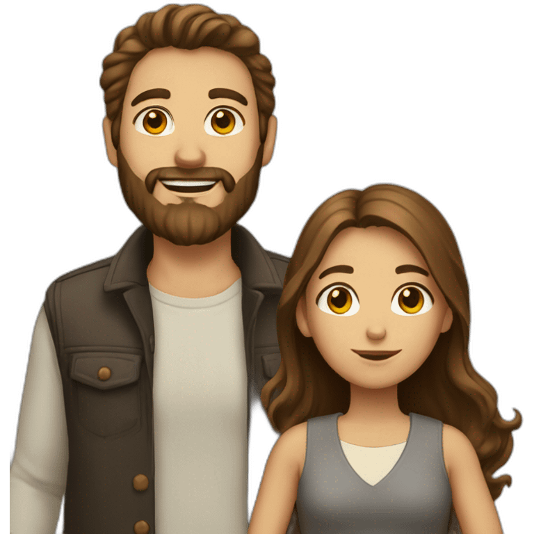 Man beard and  girl with brown hair emoji