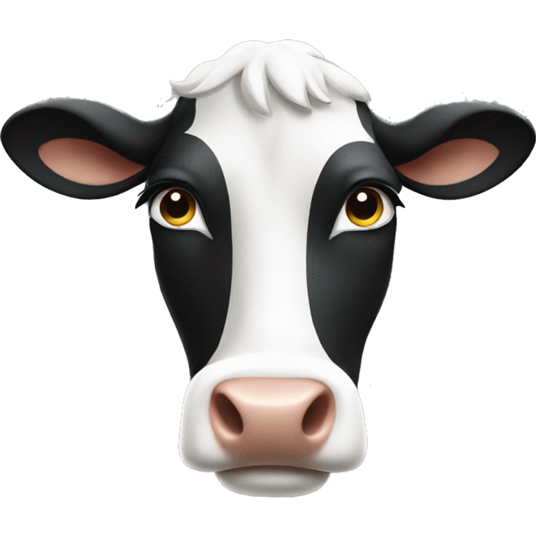 black and white cow in deep thought emoji