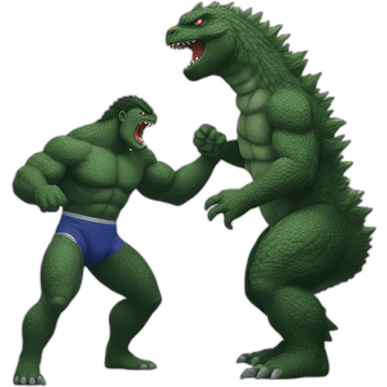 Godzilla in a wrestling match emoji