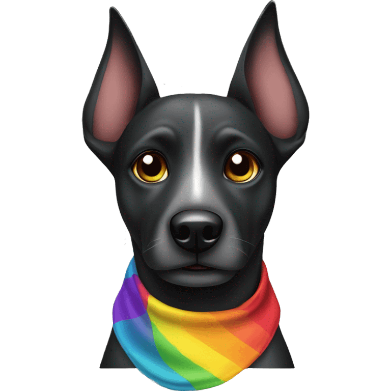 black head mongrel dog with rainbow bandana  emoji