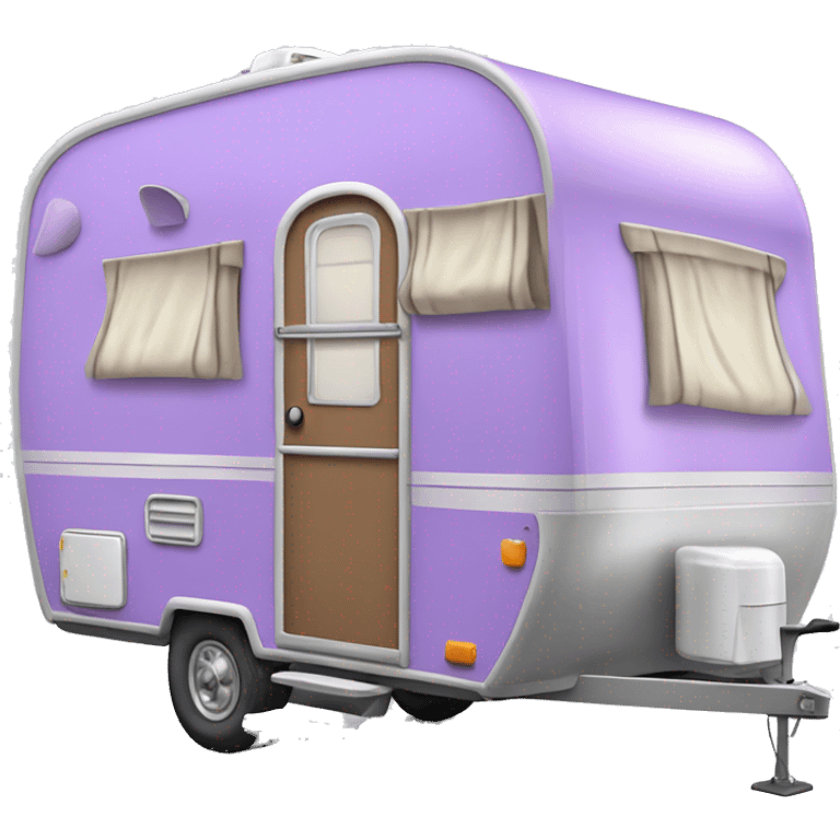 Realistic pastel purple camping travel trailer isolated.  emoji