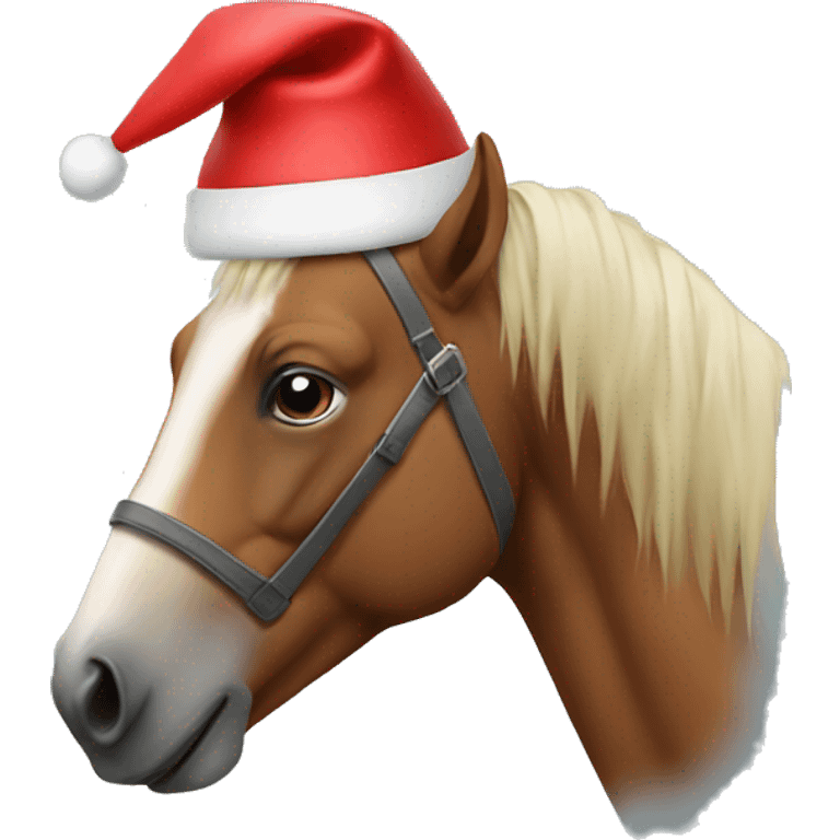 Horse with Christmas hat on emoji