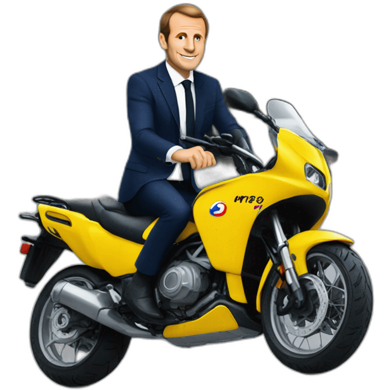 Macron sur une moto emoji