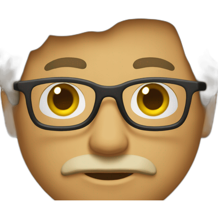 Hombre mayor, con pelo gafas y sin arrugas emoji