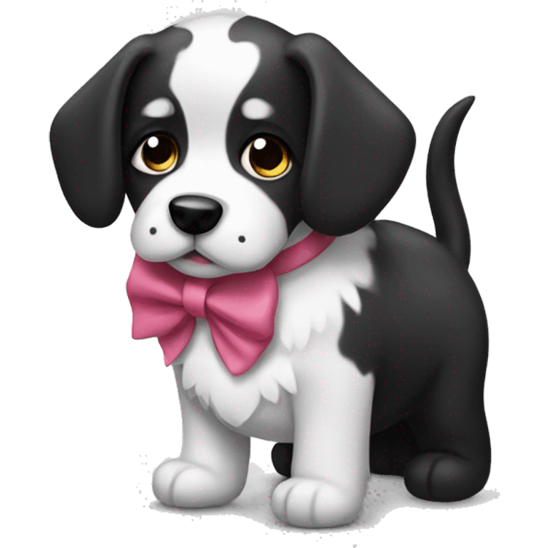 Black and white dog with bow emoji