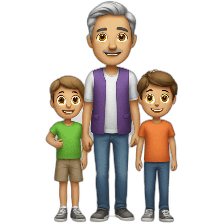 middle age man with to kids emoji