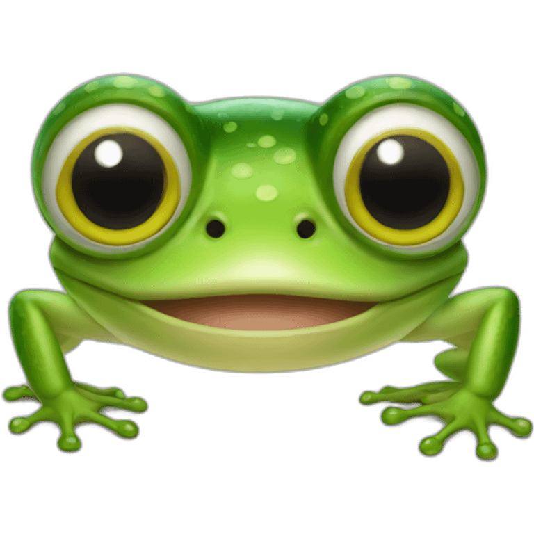 Frog with 3 eyes smiling emoji