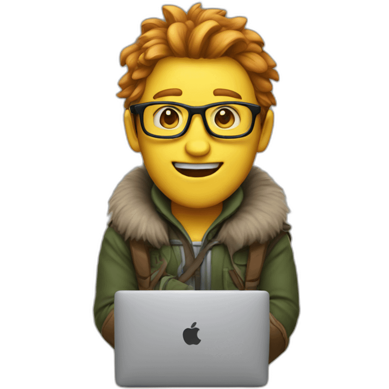 a nerdy wildling with a macbook emoji