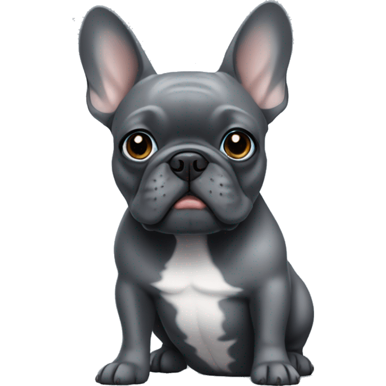 dark grey french  bulldog with blue/grey eyes emoji