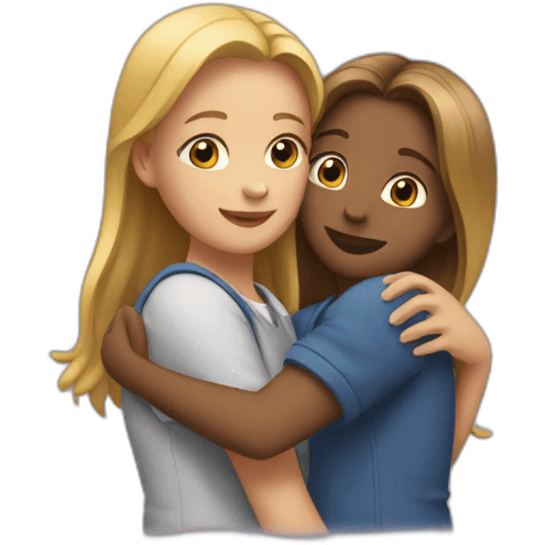 two girls hugging each other emoji