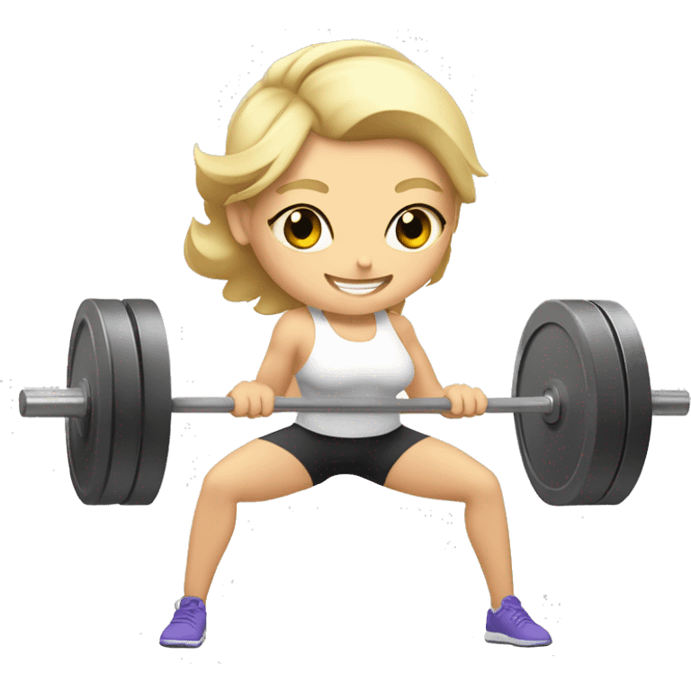 3 white girls lifting a barbell doing Olympic weightlifting emoji