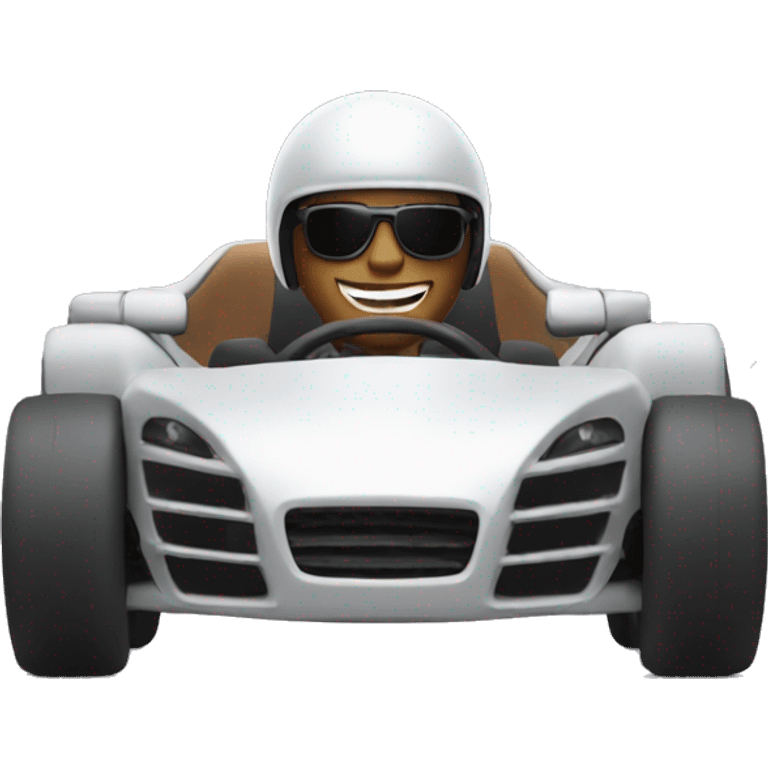 cool man racing in a car emoji