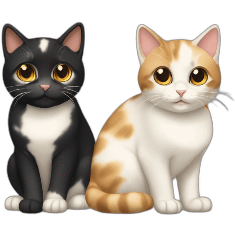 1-cream-calico-cat-and-1-black-calico-female-cat emoji