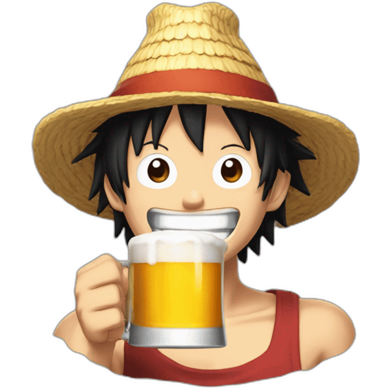 Luffy buvant une bière emoji