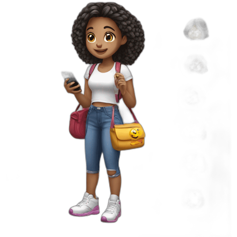 girl is playing in the mobile game on the phone emoji